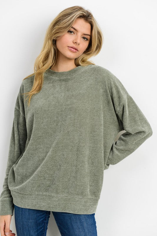 Drop Shoulder Chenille Sweater